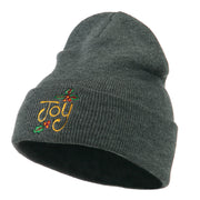 Joy with Mistletoe Embroidered Long Beanie