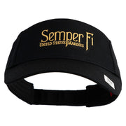 United States Marines Semper Fi Design Embroidered Cotton Twill Sun Visor - Black OSFM