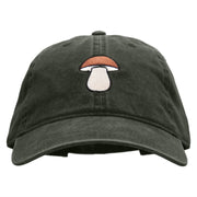 Porcini Mushroom Embroidered Washed Cotton Brass Buckle Cap