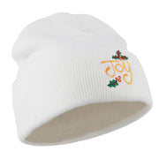 Joy with Mistletoe Embroidered Long Beanie