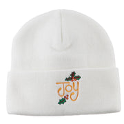 Joy with Mistletoe Embroidered Long Beanie