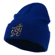 Joy with Mistletoe Embroidered Long Beanie