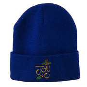 Joy with Mistletoe Embroidered Long Beanie