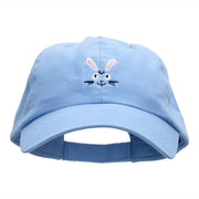 Rabbit Face Embroidered Low Profile Dyed Cotton Twill Cap