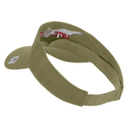 Devil Dog Design Embroidered Cotton Twill Sun Visor - Khaki OSFM