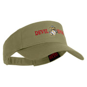 Devil Dog Design Embroidered Cotton Twill Sun Visor - Khaki OSFM