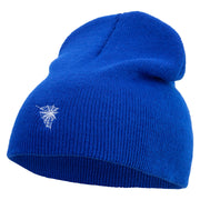 Made in USA Spider Web Embroidered 8 Inch Short Beanie - Royal-Blue OSFM