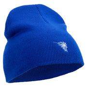 Made in USA Spider Web Embroidered 8 Inch Short Beanie - Royal-Blue OSFM