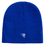 Made in USA Spider Web Embroidered 8 Inch Short Beanie - Royal-Blue OSFM