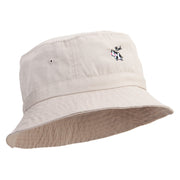 Cute Cow Embroidered Pigment Dyed Bucket Hat - Natural OSFM