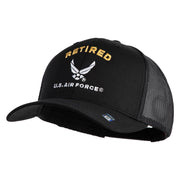 Retired US Air Force Embroidered Solid Cotton Twill Mesh Cap - Black OSFM