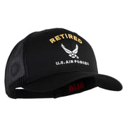 Retired US Air Force Embroidered Solid Cotton Twill Mesh Cap - Black OSFM