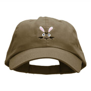 Rabbit Face Embroidered Low Profile Dyed Cotton Twill Cap