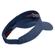 Devil Dog Design Embroidered Cotton Twill Sun Visor - Navy OSFM