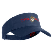 Devil Dog Design Embroidered Cotton Twill Sun Visor - Navy OSFM