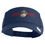 Devil Dog Design Embroidered Cotton Twill Sun Visor - Navy OSFM