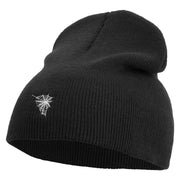 Made in USA Spider Web Embroidered 8 Inch Short Beanie - Black OSFM