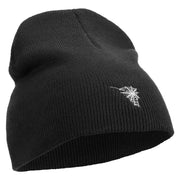 Made in USA Spider Web Embroidered 8 Inch Short Beanie - Black OSFM