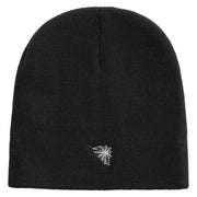 Made in USA Spider Web Embroidered 8 Inch Short Beanie - Black OSFM