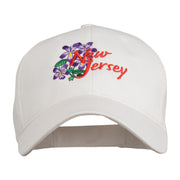 US State New Jersey Violet Flower Embroidered Cap