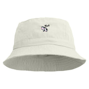 Cute Cow Embroidered Pigment Dyed Bucket Hat - White OSFM