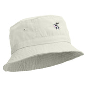 Cute Cow Embroidered Pigment Dyed Bucket Hat - White OSFM