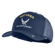 Retired US Air Force Embroidered Solid Cotton Twill Mesh Cap - Navy OSFM