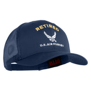 Retired US Air Force Embroidered Solid Cotton Twill Mesh Cap - Navy OSFM