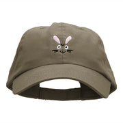 Rabbit Face Embroidered Low Profile Dyed Cotton Twill Cap