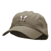 Rabbit Face Embroidered Low Profile Dyed Cotton Twill Cap