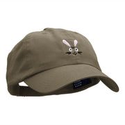 Rabbit Face Embroidered Low Profile Dyed Cotton Twill Cap