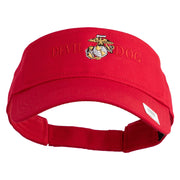 Devil Dog Design Embroidered Cotton Twill Sun Visor - Red OSFM
