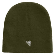 Made in USA Spider Web Embroidered 8 Inch Short Beanie - Olive OSFM