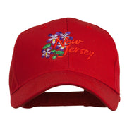 US State New Jersey Violet Flower Embroidered Cap