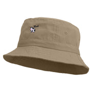 Cute Cow Embroidered Pigment Dyed Bucket Hat - Khaki OSFM