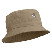 Cute Cow Embroidered Pigment Dyed Bucket Hat - Khaki OSFM