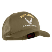 Retired US Air Force Embroidered Solid Cotton Twill Mesh Cap - Khaki OSFM