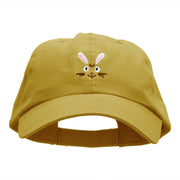 Rabbit Face Embroidered Low Profile Dyed Cotton Twill Cap