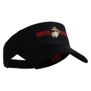 Devil Dog Design Embroidered Cotton Twill Sun Visor - Black OSFM