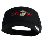 Devil Dog Design Embroidered Cotton Twill Sun Visor - Black OSFM