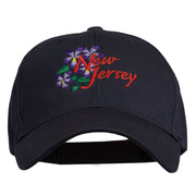 US State New Jersey Violet Flower Embroidered Cap