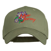 US State New Jersey Violet Flower Embroidered Cap