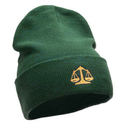 Scales Of Justice Embroidered 12 Inch Long Knitted Beanie