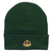 Scales Of Justice Embroidered 12 Inch Long Knitted Beanie