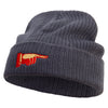 Pointing Finger Embroidered Big Size Cuff Long Beanie - Charcoal OSFM