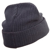 Pointing Finger Embroidered Big Size Cuff Long Beanie - Charcoal OSFM