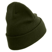 Licensed Star US Army Veteran Military Embroidered 12 Inch Long Knitted Beanie - Olive OSFM