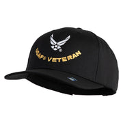 USAF Veteran Embroidered Solid Cotton Twill Cap - Black OSFM