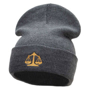 Scales Of Justice Embroidered 12 Inch Long Knitted Beanie