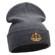 Scales Of Justice Embroidered 12 Inch Long Knitted Beanie